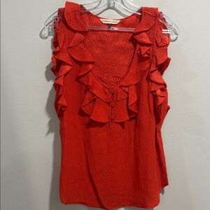 Rebecca Taylor Vibrant Red Ruffle Blouse